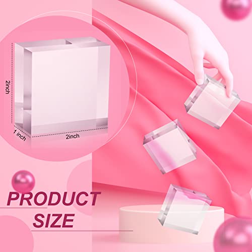 Remerry 8 Pieces Acrylic Display Block 2 x 2 x 1 Inch Clear Polished Acrylic Square Display Cube Block Stand Holder for Rings Jewelry Ornaments - size: 2 X 2 X 1 Inch