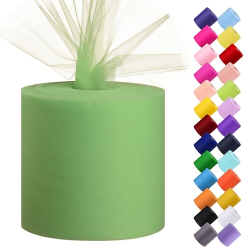 Tulle Fabric Roll, 6” by 200 Yards (600FT) Tulle Organza Fabric Spool for DIY Tutu Skirt Baby Shower Decor Wedding Backdrop Crafts Birthday Party Supplies (Mint) - color: Mint
