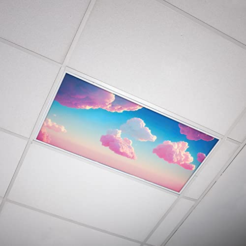 OCTO LIGHTS Fluorescent Light Covers Pink Cloud Sky Panel for Ceiling Lights, Light Covers for Ceiling Lights Classroom 2x4 (22.38"x46.5") Backlit Film Insert for Fluorescent Fixtures (Pack of 1) - color: Pink Clouds, size: 1pk