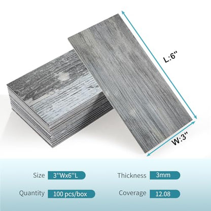Vamos Tile 100-Piece Peel and Stick Backsplash Seamless Tile,3''x6'' Distressed Wood PVC Subway Tile,Stick on Backsplash for Kitchen/Bathroom/Laundry Room - color: Distressed Wood