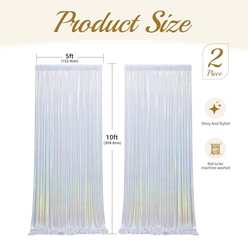 10x10ft Glitter Sequin Silver Backdrop Curtains Photo Backdrop Curtain Fabric Rainbow Shimmer Drapes Backdrop Bridal Baby Shower Wedding Birthday Party Photography Backdrop Photoshoot 5x10FT, 2 Panels - color: Glitter Silver, size: 10 ft X 10 ft(2 Panels