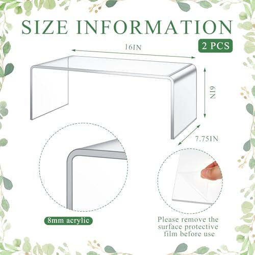 RattanView 2 Pcs 16 Inch Large Acrylic Risers Display Stands 8 mm Thick Acrylic Shelf Riser Showcase for Collectibles Jewelry Cupcakes Food Figures Perfume Cabinet (Clear) - color: Clear, size: 16 Inch, 8 Mm