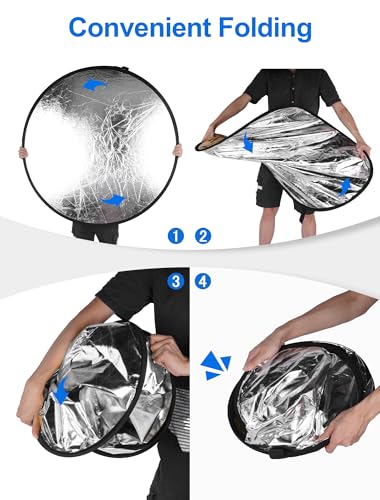 Selens Portable 32inch/80cm Light Reflector with Clamp,5 in 1 Collapsible Multi Disc Photography Reflector Translucent,Silver,Gold,White,Black for Studio Photography Lighting and Outdoor Lighting - size: 5 in 1 32inch With Clamp