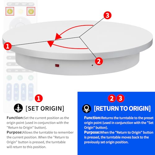 23.6In Remote Large Motorized electric turntable Rotating platform Photography Turntable Motorized lazy susan Base giratoria para for Photography,3D Scanner,Heavy duty display(Load Range:220~500lbs) - size: 23.6inch/White/500Lbs Load