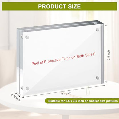 4x6 Acrylic Picture Frame 10 Pack, Clear Picture Frames Double Sided Magnetic Freestanding Photo Block Frame Desktop Display Floating Frameless Acrylic Frame Stand - size: 4"x6"