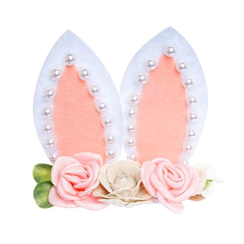 Floral Bunny Ear Headband Flower Elastic Hairband Easter Flower Ear Crown Spring Bunny Headbands