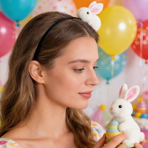 Pvoiue Easter Bunny Headband - Cute Plush Rabbit Hair Band for Women - color: White