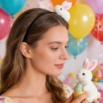 Pvoiue Easter Bunny Headband - Cute Plush Rabbit Hair Band for Women - color: White