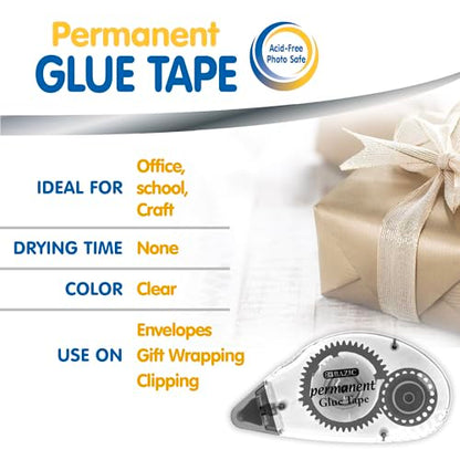 BAZIC Products Permanent Glue Tape, Double Sided, 8 mm x 8 m - size: 24-Pack