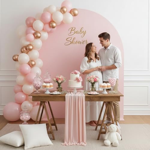 Double Sided 7.2FT Pink Arch Backdrop Cover Spandex Fitted Stretchy Arch Covers for Wedding Birthday Party Bridal Baby Shower Ceremony - color: Pink, size: 7.2FT