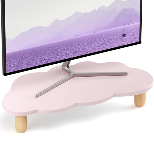 AFOOYO Monitor Stand Riser,Cloud Shape Wood Computer Monitor Stand, 16.5IN Monitor Stand Riser, Multi-Purpose Desktop Organizer Riser for Computer,Laptop,Printer,TV,Purple - color: Purple, size: Cloud