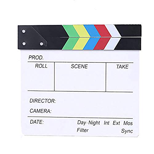BERON Professional Vintage TV Movie Film Clap Board Slate Cut Prop Director Clapper (Colorful) - color: Colorful