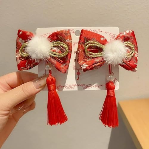New Year Hair Clips Headdress Costume Photo Props Red Chinoiserie Hair Barrettes Chinese Hairpins for Party Spring Festival - color: style8, size: 1 Count (Pack of 1)