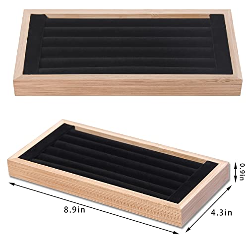 Bamboo Ring Holder,Ring Display Stand,Jewelry Organizer Stand for Rings Earrings Selling (Black) - color: Black