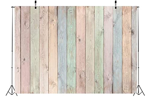 BELECO 7x5ft Fabric Colorful Wood Backdrop Easter Pastel Colored Wood Planks Photography Backdrop Easter Decor Birthday Party Baby Shower Boy Girl Portrait Photoshoot Baby Kids Photo Background Props - size: 7x5FT