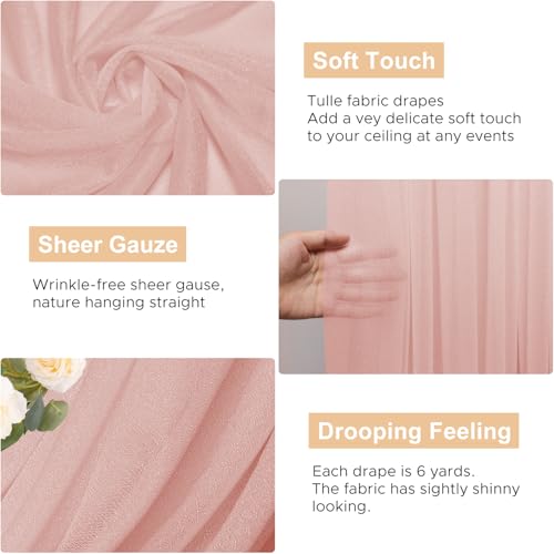 Wokceer Wedding Arch Draping Fabric 28.7" x 20FT - Blush Sheer Backdrop for Wedding Ceremony, Birthday Party, Bridal Shower Decoration - color: Blush, size: 1 Panel