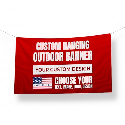 Custom Large Banner by BCB Print - Personalized Hanging Banner with Your Photo, Text or Logo | Ideal for Outdoor Business, Birthday, Graduation & Event | HD Print | Made in USA | Multiple Size - color: Hanging Banner