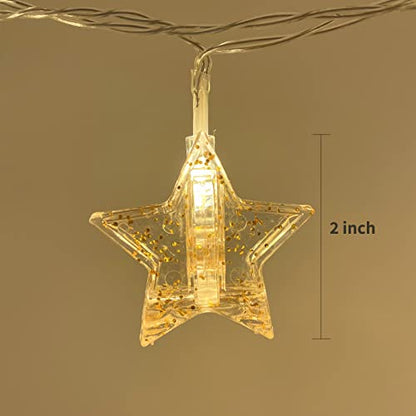 YOLIGHT Stars Photo Clips String Light, 10ft LED Photo Wall Decor Lights with 20 Clips, Battery Operated Star Fairy Lights for Dorm Room Christmas Party Wedding Valentines Day Decoration - style: Shining Star
