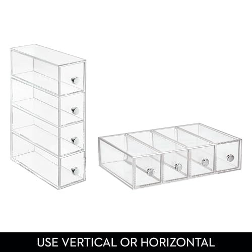 iDesign 36560EU 4-Drawer Vanity/Cosmetic Organizer, Set of 1, Clear - style: 4 Drawer Flip