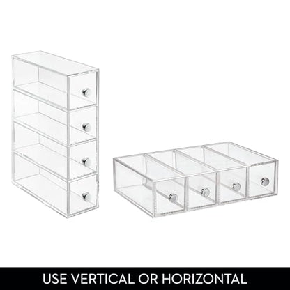 iDesign 36560EU 4-Drawer Vanity/Cosmetic Organizer, Set of 1, Clear - style: 4 Drawer Flip