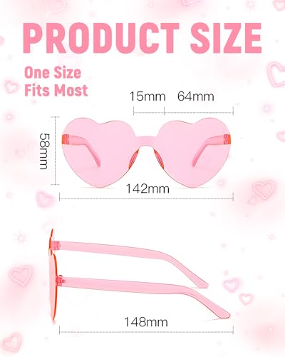 20 Pairs Heart Shaped Sunglasses for Women Colorful Glasses Fun Trendy Transparent Heart Sunglasses Party Favor - color: Rose Red - 100 Pack