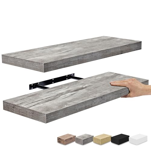 Sorbus Floating Shelves for Wall - 24" Bathroom Shelves, Wall Decor for Bedroom, Kitchen, Living Room, Home Decor & Book Storage - Mounted Floating Shelf with Invisible Brackets (Gray, 2 Pack) - color: Grey, size: 2 Pack