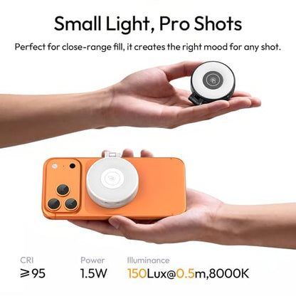 ULANZI LM21 Selfie Light for Phone - Dual Sided Magnetic Ring Light for iPhone/Android with Magsafe, 8000K CRI ≥95 LED Rechargeable Phone Fill Video Light for Photo, TikTok, Makeup, Live Stream, Vlog - color: Black