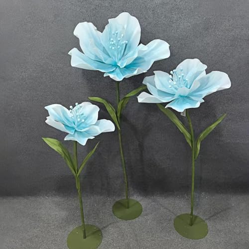 5.3 Ft Large EVA Artificial Flowers, Giant Flowers Decoration with Standing, Big Handcrafted Flowers for Party Banquet Decor, Home, Garden, Wedding, Window Display, Photography Props - color: D Light Blue