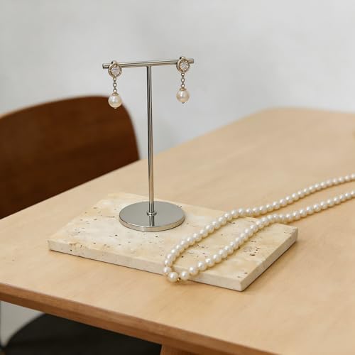 Natural Travertine Stone Display Tiles, Decorative Photography Props for Jewelry, Cosmetics, Home Decor, Beige Stone Blocks (10cm*20cm) - size: 10cm*20cm
