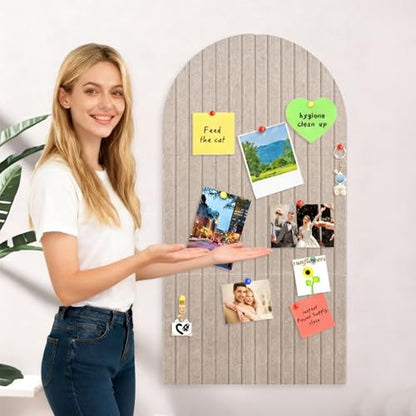 2 Pcs Foldable Felt Bulletin Board, 0.35" Thick Arch Fabric Pin Board with Adhesive Sticker, Large Cork Boards Wall Mount Memo Boards for Office Bedroom Living Room, Decorative Board (47x24 inch) - size: 47x24 inch