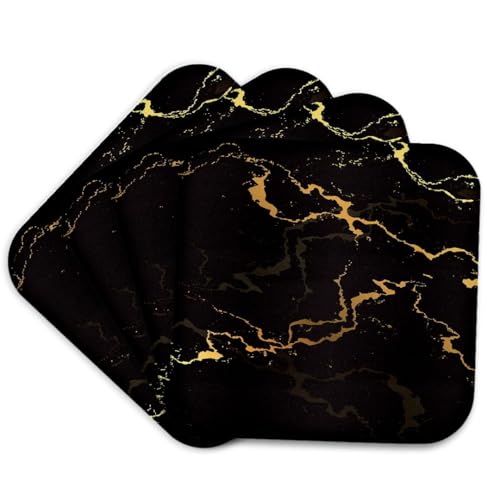 3dRose Image of Black and Yellow Marble Texture, Faux Stone Backdrop Set of 4 Coasters - Soft - size: set of 4 Coasters - Soft