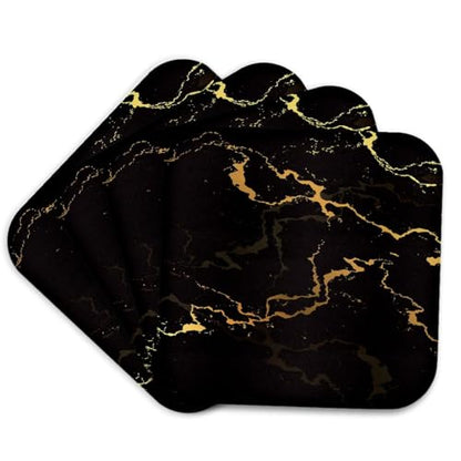 3dRose Image of Black and Yellow Marble Texture, Faux Stone Backdrop Set of 4 Coasters - Soft - size: set of 4 Coasters - Soft