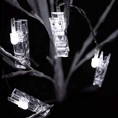 Photo Clips String Lights, 9.8Ft 20 LED Fairy Lights with Clips Battery Operated Warm White for Pictures Dorm Bedroom Wall Halloween Thanksgiving Christmas Party Wedding Décor