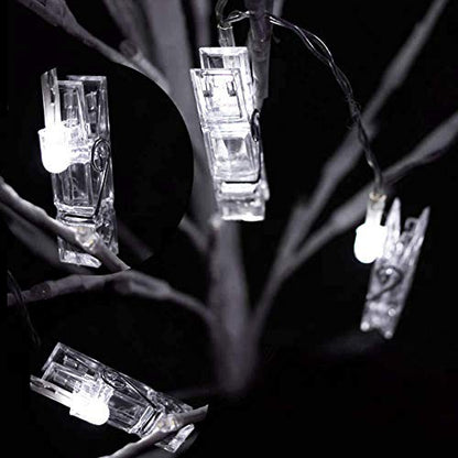 Photo Clips String Lights, 9.8Ft 20 LED Fairy Lights with Clips Battery Operated Warm White for Pictures Dorm Bedroom Wall Halloween Thanksgiving Christmas Party Wedding Décor