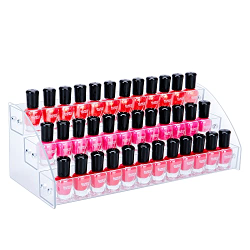 KINGROW Nail Polish Organizer Holder Rack 3 Layers Acrylic Display Rack Eyeglasses Shelf Essential Oils Ink Storage Holds Up to 48 (Fit 1-2oz Bottles) - size: 3 Layers