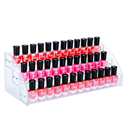 KINGROW Nail Polish Organizer Holder Rack 3 Layers Acrylic Display Rack Eyeglasses Shelf Essential Oils Ink Storage Holds Up to 48 (Fit 1-2oz Bottles) - size: 3 Layers