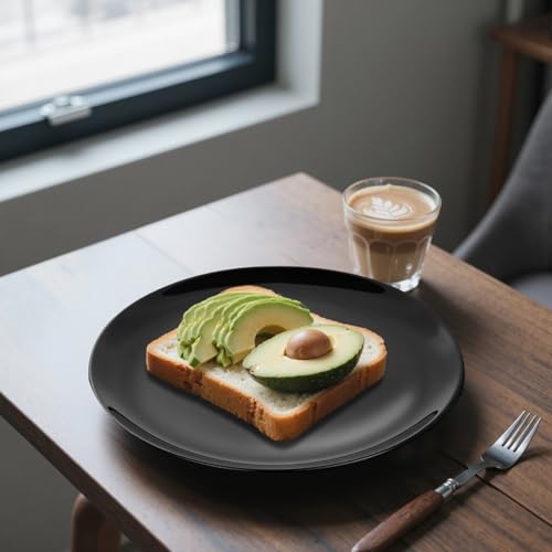 PULOTE 60 PCS Black Plastic Plates - Include 30 Dinner and 30 Dessert Plates, Black Disposable for Party,Birthday & Graduation - color: Black, size: 60 PCS