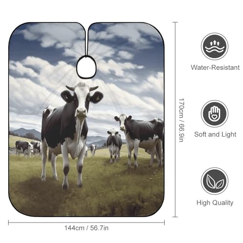 Farm Cow Pictures Barber Cape Professional Waterproof Barber Apron Hair Cutting Salon Cape Adjustable Cooking Kitchen Bib Aprons for Hair Stylist Makeup Home Use