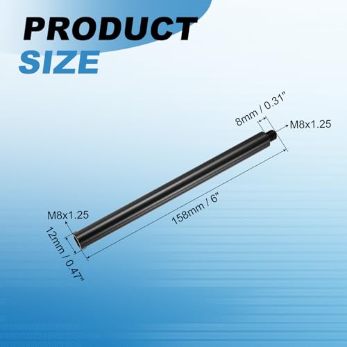 PATIKIL 6" Metal Extension Rod, 2 Pcs M8x1.25 Female to Male Thread 0.47" Aluminum Alloy Lightweight Stabilizer Accessory Mount Tripod Extender Tube for Tripod DSLR Action Cameras, Black - color: Black, size: M8x1.25, 6" Length, 0.47" Rod