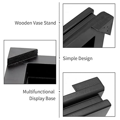 MDEOOSKY Wooden Display Stand Square Wood Display Base Display Risers Square Vase Riser Teapot Aquarium Lamp Base Home Decoration 6.7" W x 6.7" D x 1.7" H (Black)
