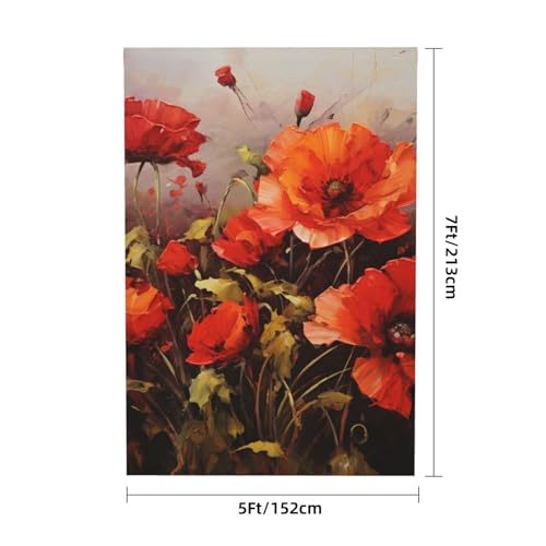 Oil Painting red Flower Backdrop Background for Photography 5x7ft Photobooth Professional Photo Backdrop Curtains Video Photography Studio Photo Backgrounds Banner Booth Background Screen Parties - color: Oil Painting Red Flower