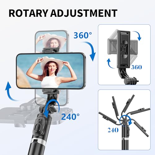 Selfie Stick Tripod, All in One Extendable & Portable iPhone Tripod Selfie Stick with Wireless Remote Compatible with iPhone 17 16 15 14 13 12 pro Xs Max, Galaxy Note10/S20/S10/OnePlus 9/9 PRO etc - style: Black