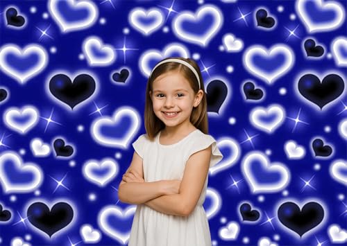 Blue Heart Early 90s Backdrop Blue Heart Old School 90s Valentine's Day Birthday Party Backdrop Graduation Party Photo Backdrop Happy Birthday Background 7x5ft - size: purple