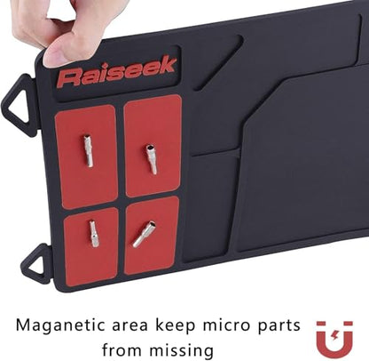 Raiseek Rifle Shotgun Cleaning Mat, Premium Large Magnetic Pad With Organizer Parts Tray, Anti-Slip Rubberized Gun Mat, Protective Workbench Pad for Gun Cleaning 36" x 10"