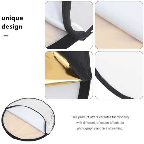 PRETYZOOM 60cm 5-in-1 Photography Light Reflector Folding Reflective Board with Soft Diffuser for Outdoor and Studio Photo Lighting Equipment