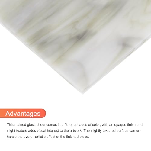MECCANIXITY Stained Glass Sheet Mosaic Tile 3.9 Inch x 3.9 Inch Light Grey Stained Glass Sheets for Crafts DIY, Art Project - color: Light Gray