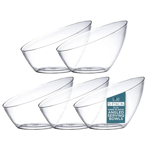 Posh Setting - Clear Plastic Serving Bowls for Party Angled Bowls Disposable Chip Bowls Candy Bowls for Party Table Salad and Fruit Bowls for Buffets Wedding Serving Bowls-Clear, 8 OZ, 5 Pack - color: Clear, size: Small 8 OZ