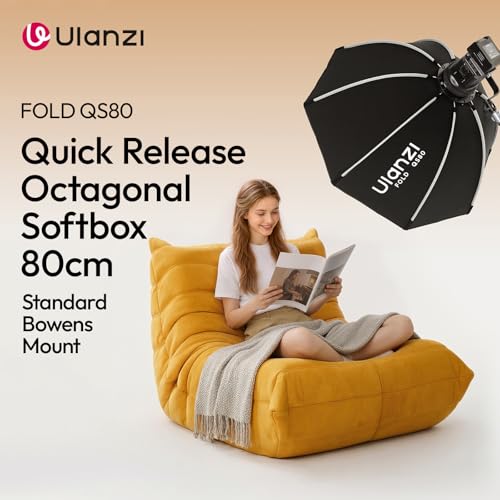 Ulanzi QS80 31.5inch/80cm Softbox Octagonal Quick Release Bowens Mount Soft Box with Diffusers,Honeycomb Grid,Storage Bag, Compatible with Most Standards Mount and Ulanzi VL-120C,VL-120Bi,VL-200Bi