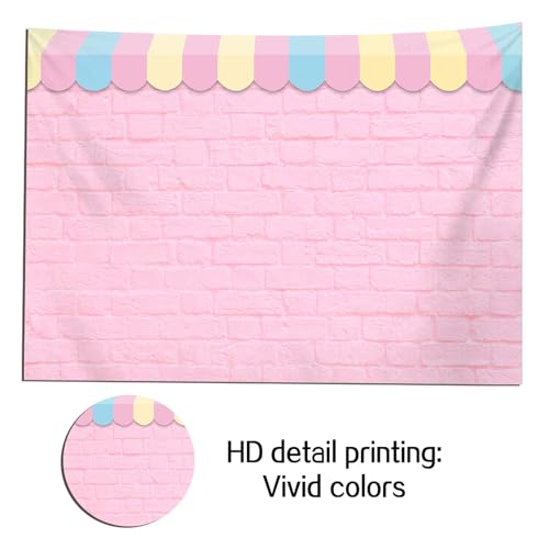 Pink Brick Wall Ice Cream Parlor Photography Background Princess Girl Kids Baby Girl Birthday Party Backdrops Dessert Cake Table Decor Props Supplies (8x6 FT) - size: 8x6 FT