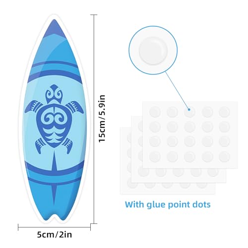 60 Pcs Surfboard Cutouts with Glue Points, Hawaii Summer Paper Cut Outs for Bulletin Board Classroom Decor Surf Party Decorations